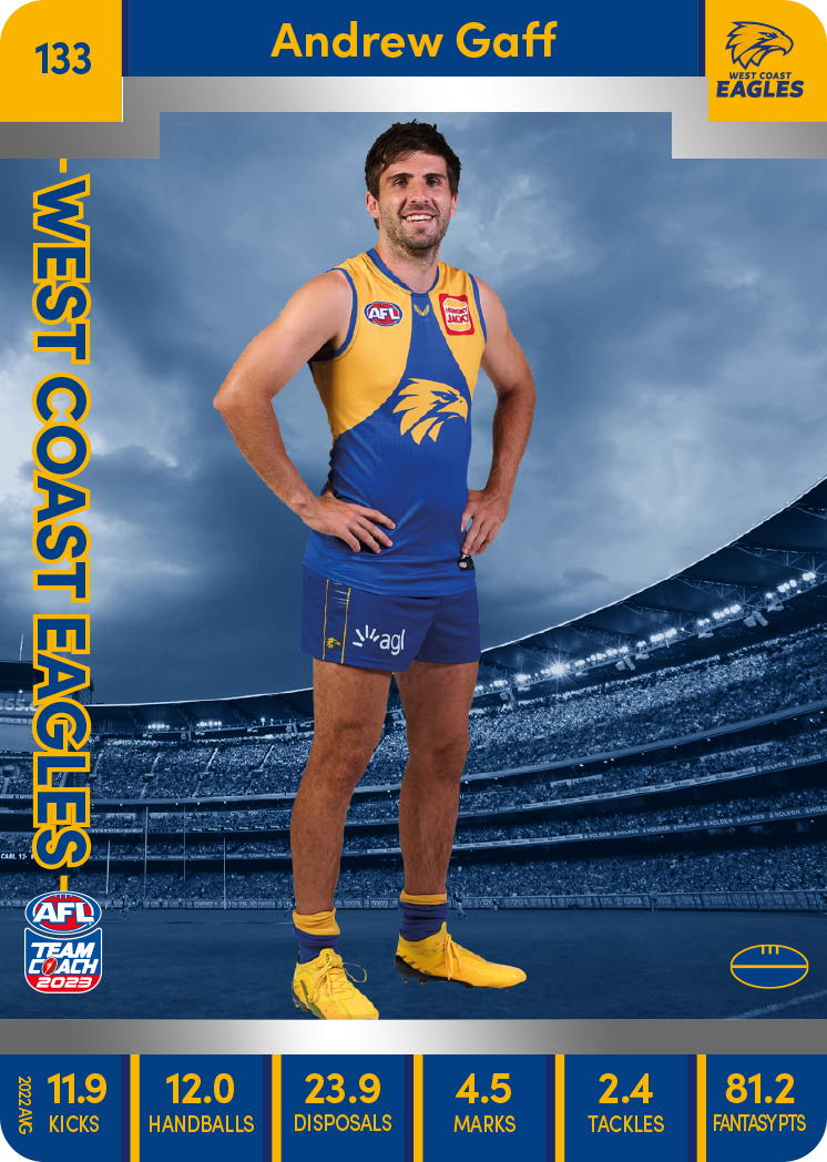 Andrew Gaff, 133, Silver Parallel, 2023 Teamcoach AFL