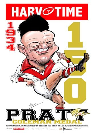 Bob Pratt, 1934 Coleman Medallist, Harv Time Poster