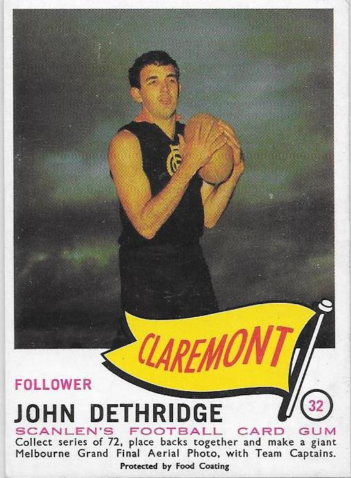 John Dethridge, 1966 Scanlens  VFL WAFL