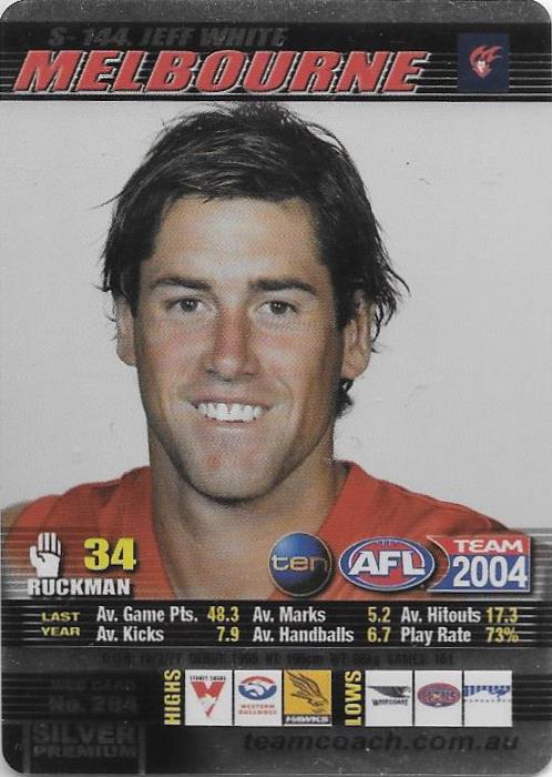 Jeff White, Silver card, 2004 Teamcoach AFL