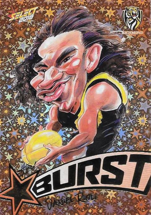 Daniel Rioli, Starburst Orange Caricatures, 2018 Select AFL Footy Stars