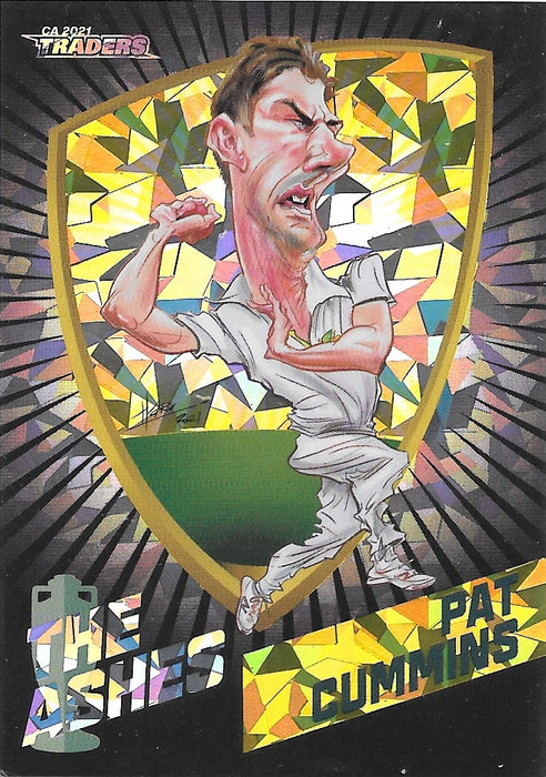 Pat Cummins, #05/75, Black Ashes Caricatures, 2021-22 TLA Traders Cricket Australia & BBL