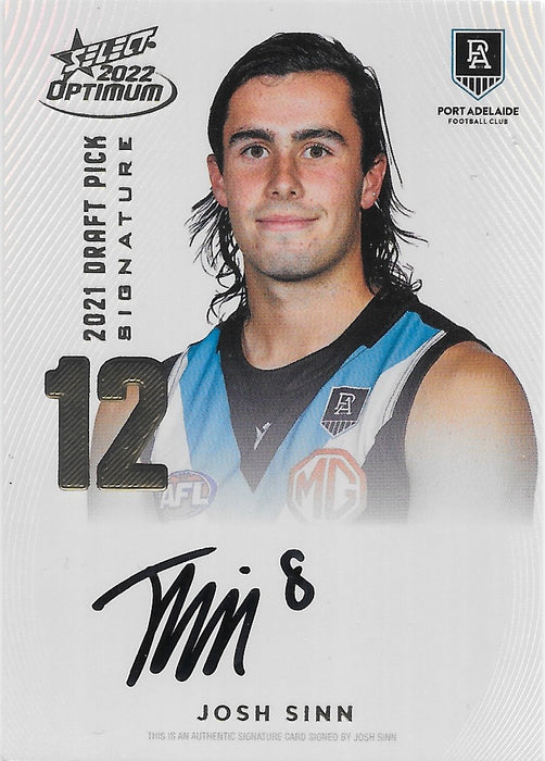 Josh Sinn, Gold Draft Pick Signature, 2022 Select AFL Optimum