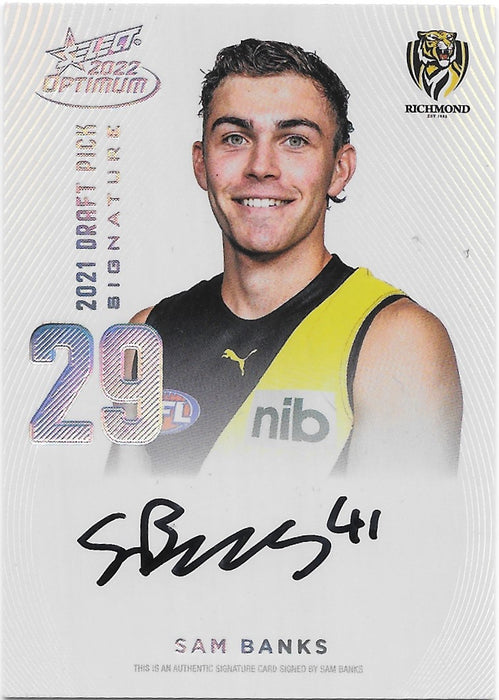 Sam Banks, Platinum Draft Pick Signature, 2022 Select AFL Optimum