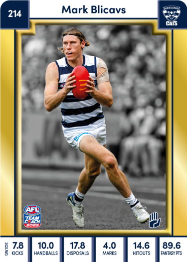Mark Blicavs, 214, Gold Parallel, 2023 Teamcoach AFL