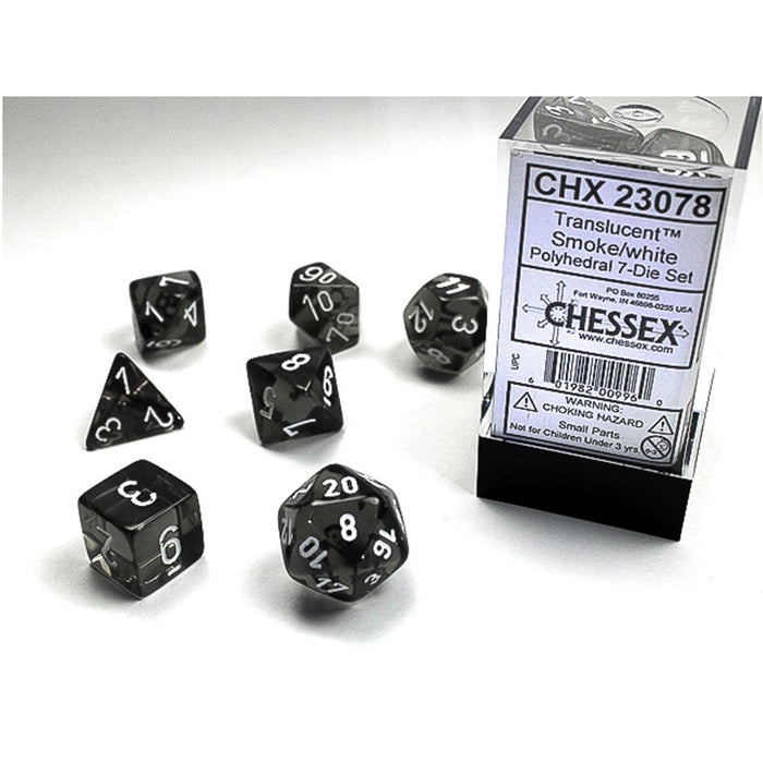 CHX 23078 Translucent Polyhedral Smoke/White 7-Die Set