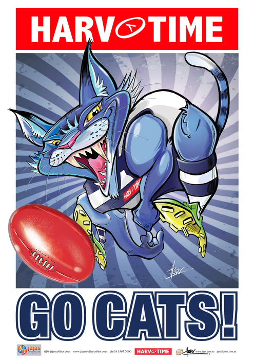 Geelong Cats, Mascot Print Harv Time Poster (2021)