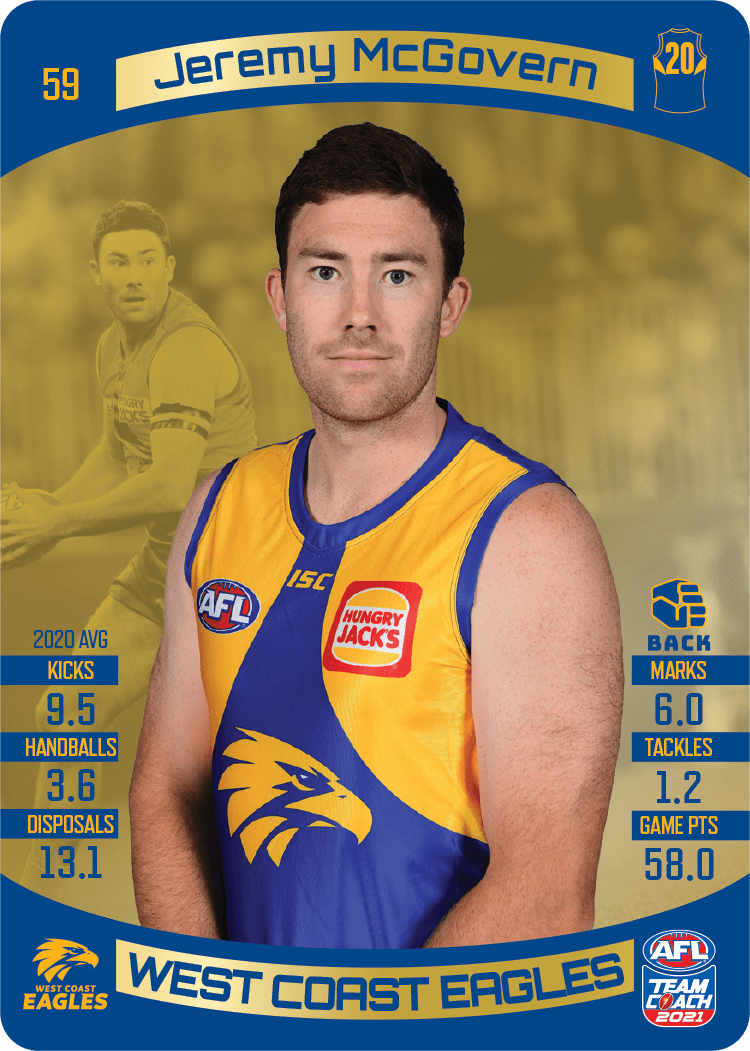 Jeremy McGovern, Gold, 2021 Teamcoach AFL