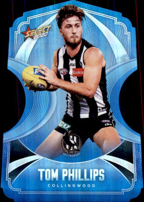 Tom Phillips, Ice Blue Diecuts, 2020 Select AFL Footy Stars
