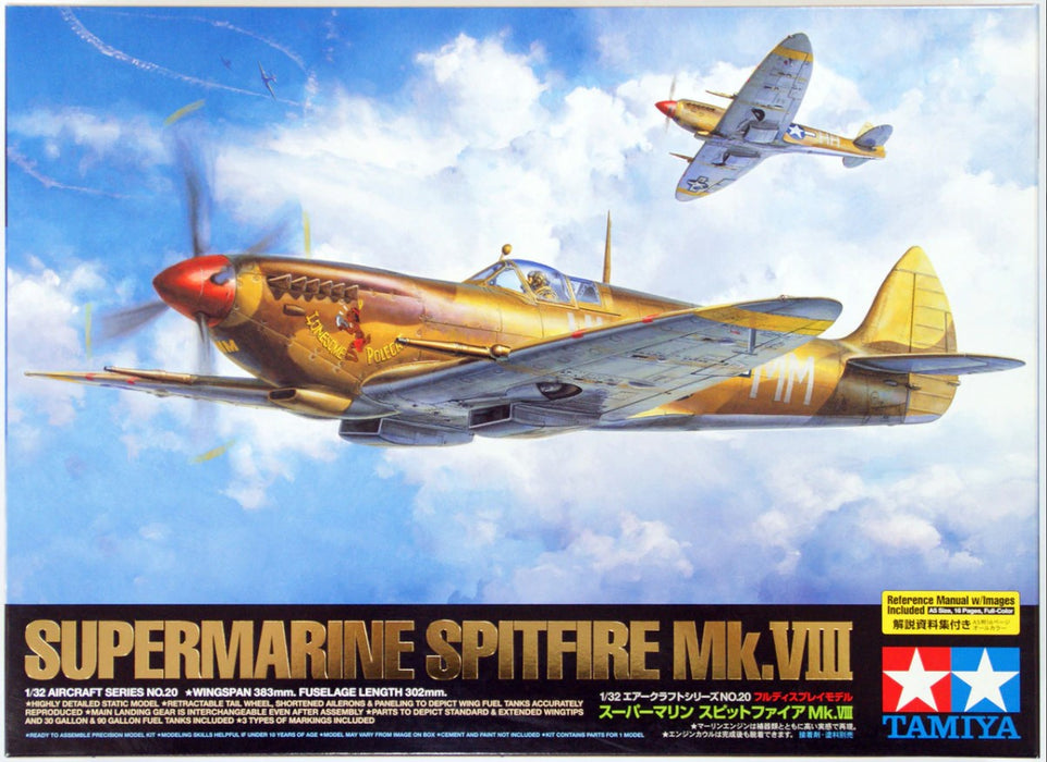 TAMIYA 1/32 SPITFIRE MK.VIII AUSTRALIAN DECALS, 1:32 Scale Model Kit