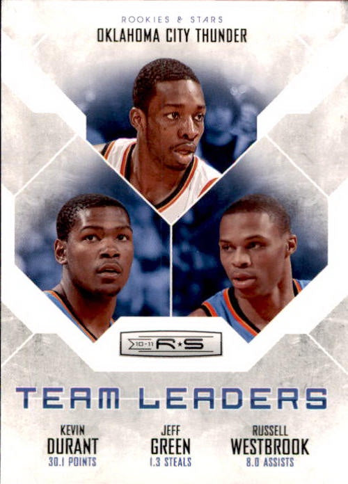 Durant, Green, Westbrook, Team Leaders, 2010-11 Panini Rookies & Stars Basketball NBA