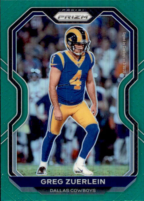 Greg Zuerlein, Green Prizm, 2020 Panini Prizm Football NFL