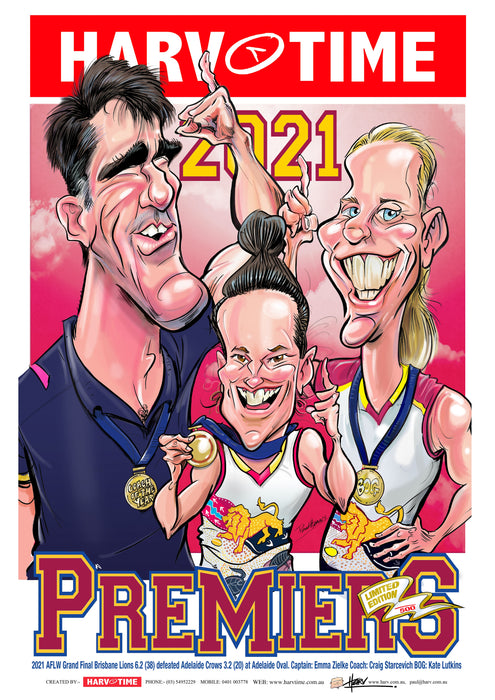 Brisbane Lions AFLW 2021 Premiers, Harv Time Poster