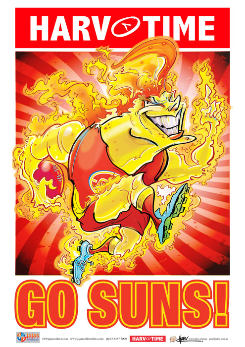Gold Coast Suns, Mascot Print Harv Time Poster (2021)