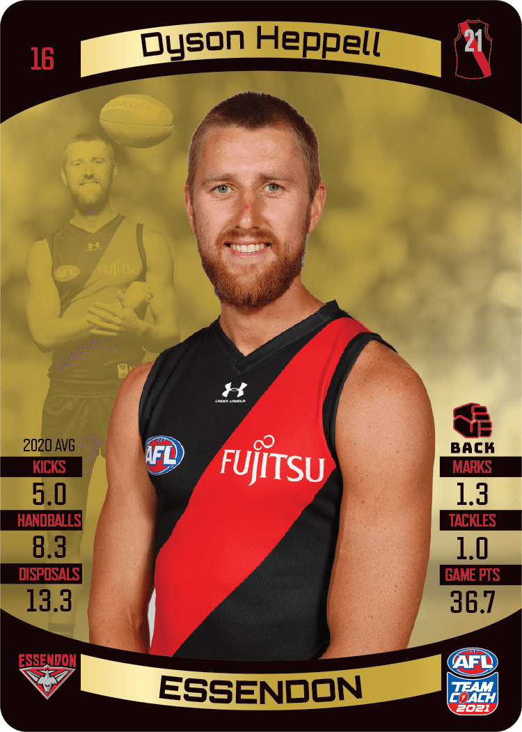 Dyson Heppell, Gold, 2021 Teamcoach AFL