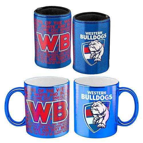 Western Bulldogs Metallic Can Cooler & Mug  Pack