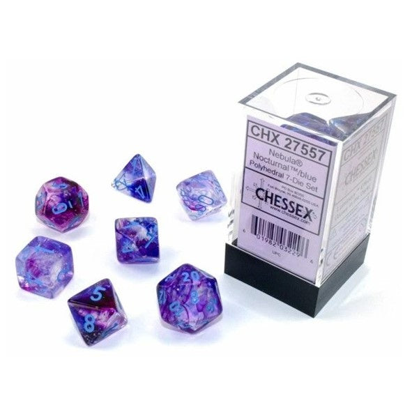 CHX 27557 Nebula Polyhedral Nocturnal/Blue Luminary 7-Die Set