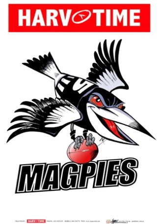 Collingwood Magpies, Mascot Print Harv Time Poster
