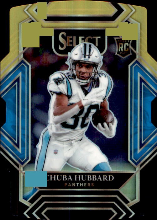 Chubba Hubbard, RC, Club Level Die-cut Black & Gold Prizm, 2021 Panini Select Football NFL