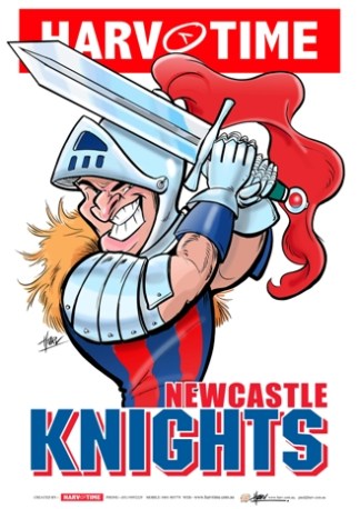 Newcastle Knights, NRL Mascot Print Harv Time Poster