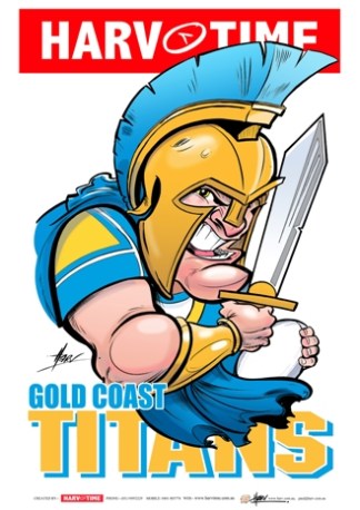 Gold Coast Titans, NRL Mascot Print Harv Time Poster