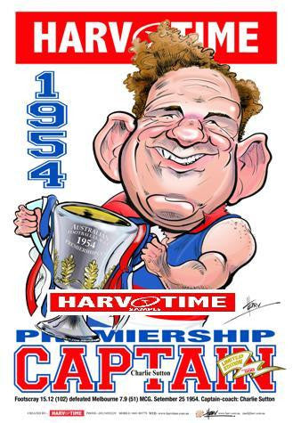 Charlie Sutton, 1954 Premiership Captain, Harv Time Poster