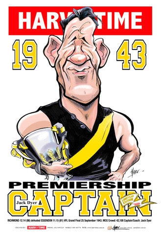Jack Dyer, 1943 Premiership Captain, Harv Time Poster
