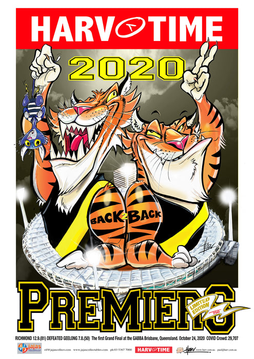Richmond Tigers 2020 AFL Premiers Harv Time Poster