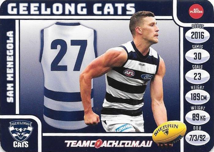 Sam Menegola, Prize Card, 2018 Teamcoach AFL