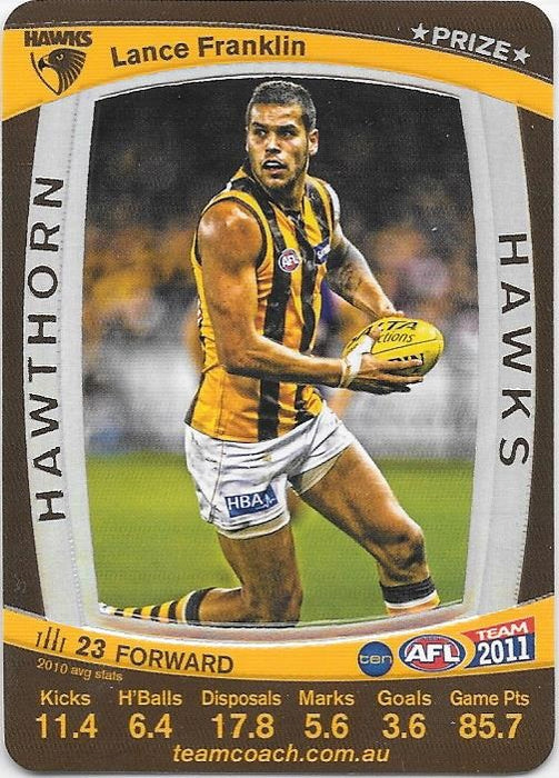 Lance Franklin, Prize card, 2011 Teamcoach AFL