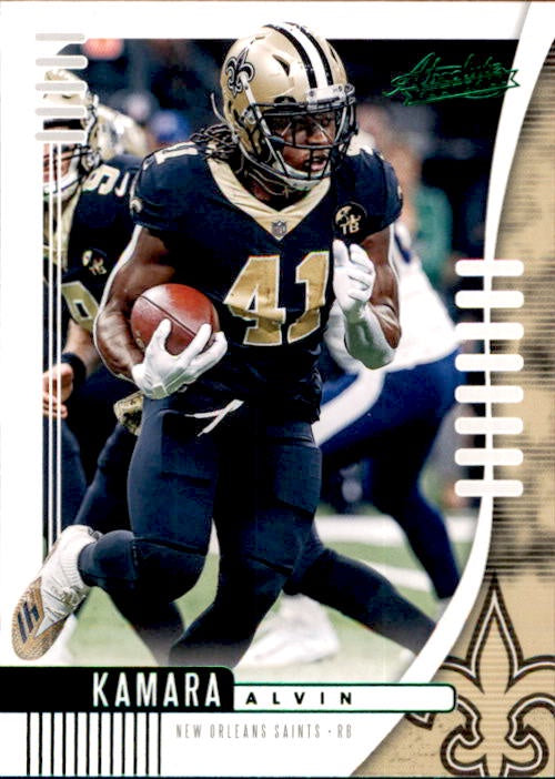 Alvin Kamara, Green Parallel, 2019 Panini Absolute Football NFL