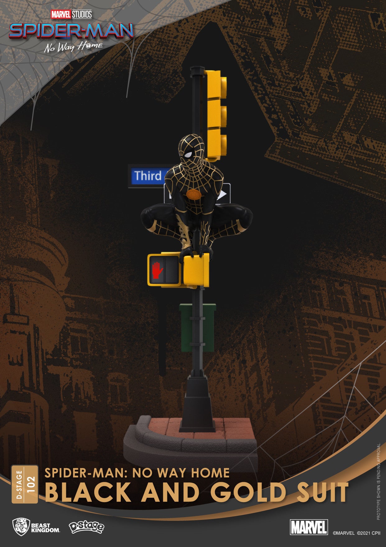 Beast Kingdom D Stage Spiderman No Way From Home Spiderman Black and Gold Suit