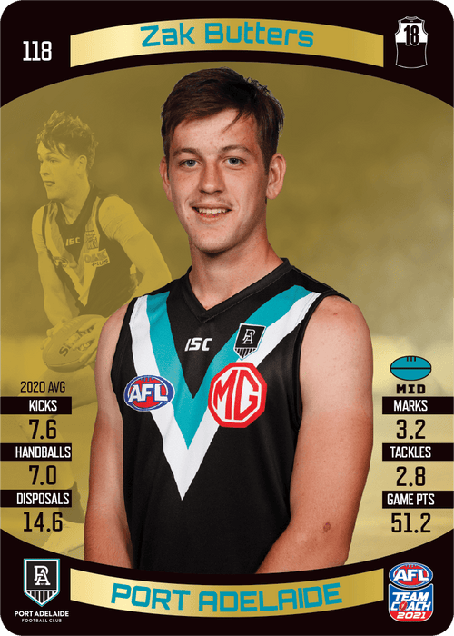 Zak Butters, Gold, 2021 Teamcoach AFL