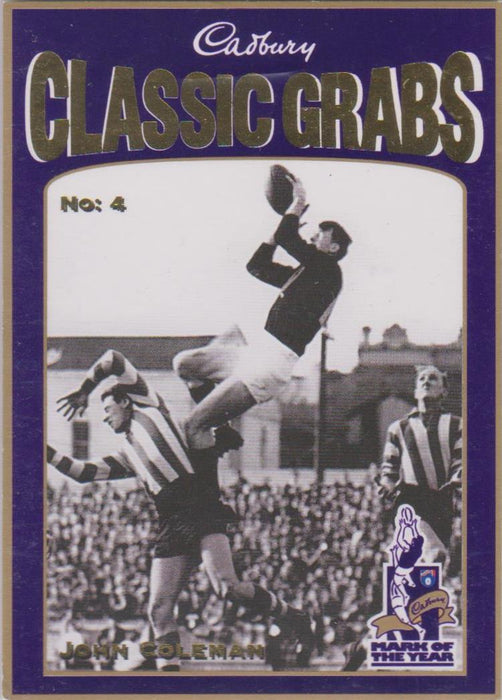 John Coleman, Cadbury Classic Grabs, 1998 Select AFL