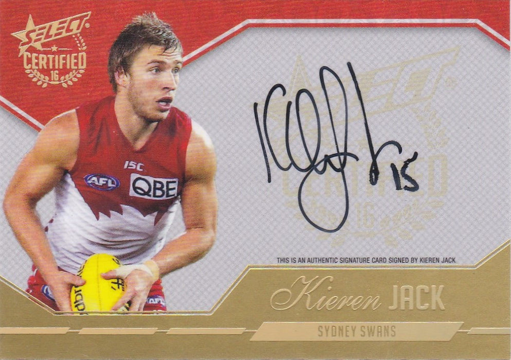 Kieran Jack, Certified Signature, 2016 Select AFL Certified