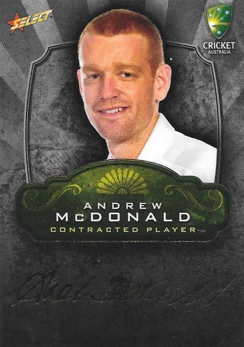 Andrew McDonald, Contracted Player Gold Foil Signature, 2009-10 Select Cricket