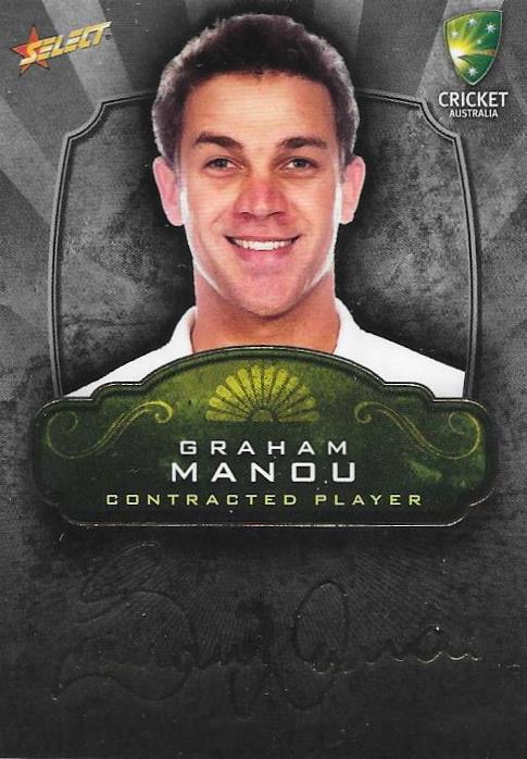 Graham Manou, Contracted Player Gold Foil Signature, 2009-10 Select Cricket