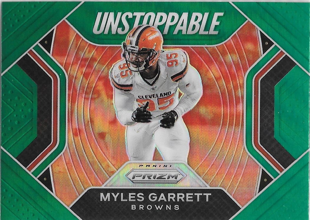 Myles Garrett, Green Unstoppable, 2020 Panini Prizm Football NFL