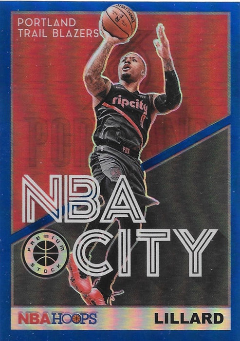 Damian Lillard, Blue Prizm NBA City, 2019-20 Panini Hoops Premium Stock Basketball NBA