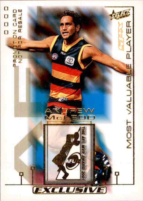 Andrew McLeod, Gold MVP Award PROMOTIONAL Card, 2002 Select AFL Exclusive
