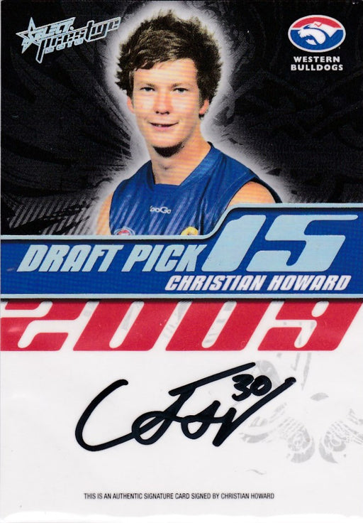 Christian Howard, Draft Pick Signature card, 2010 Select AFL Prestige