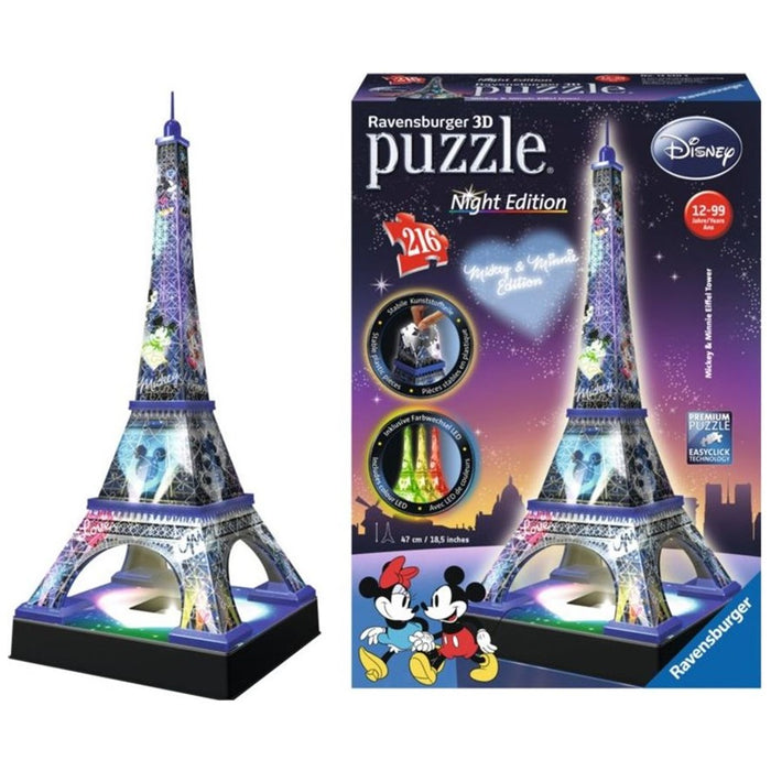 Ravensburger Disney Mickey Minnie Eiffel Tower 216 Piece 3D Jigsaw Puzzle