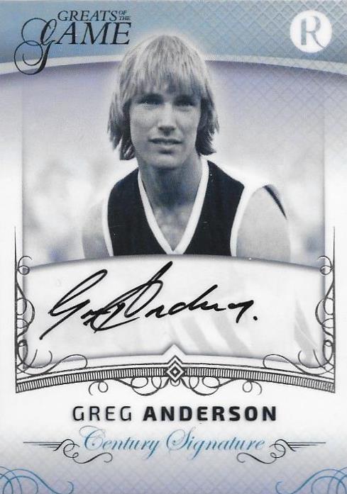 Greg Anderson, Century Signature, 2017 Regal Football Greats of the Game
