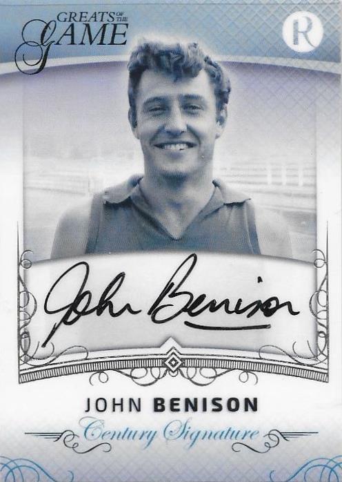 John Benison, Century Signature, 2017 Regal Football Greats of the Game