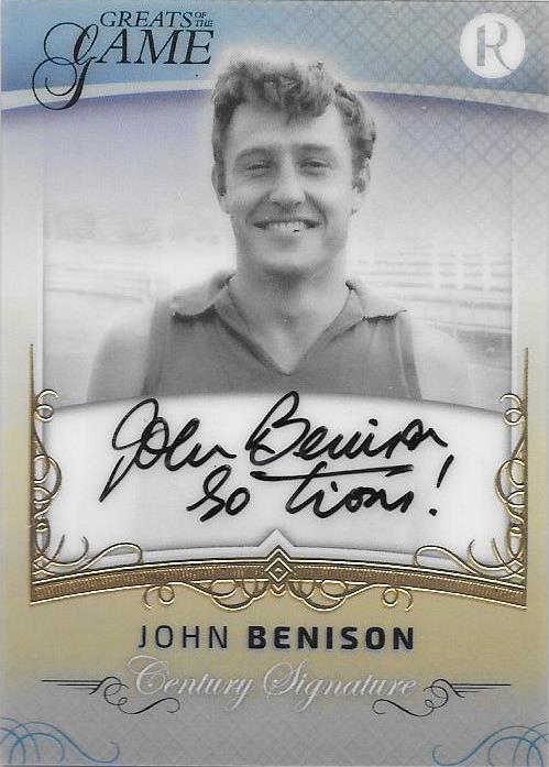John Benison, Gold Century Signature, 2017 Regal Football Greats of the Game
