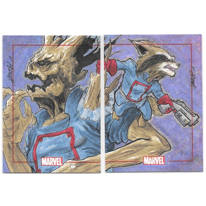 Groot & Rocket 2-card Puzzle, SketchaFEX Sketch Cards, 2014 Rittenhouse Marvel 75 Years