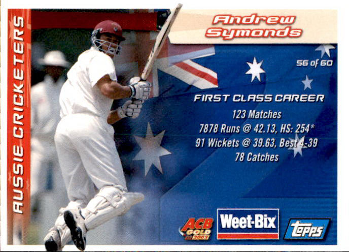 Doug Walters & Andrew Symonds, Weetbix, 2002 Topps ACB Gold Cricket