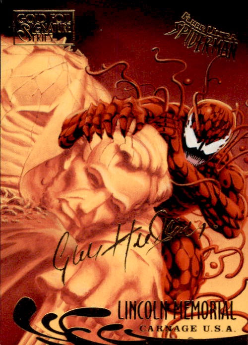 Carnage Lincoln Memorial, #137, Gold Foil Signature Parallel, 1995 Fleer Ultra Spider-Man