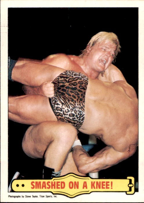 Greg Valentine, Smashed on a Knee!, #33, 1986 WWF Scanlens