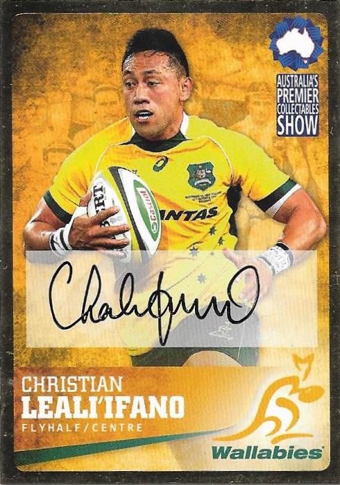 Christian Leali'ifano, Silver & Gold Signature cards, 2016 Tap'n'Play Rugby Union APCS
